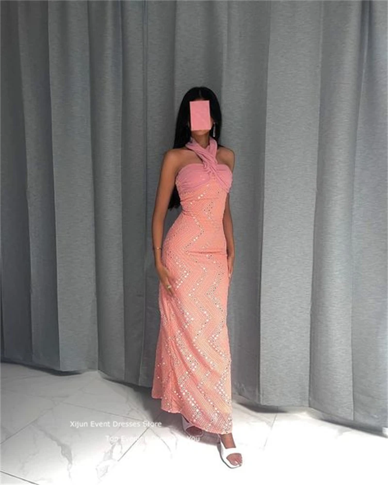 Xijun Sparkly Candy Color Evening Dress Lace Short Prom Dress Luxury Prom Gown Formal Saudi Arabric Dubai Ankle Length 2023