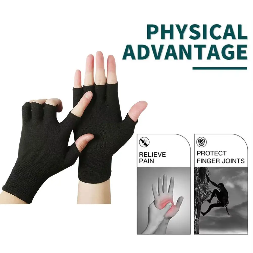 Fingerless Sun Protection Anti-skid Mittens Outdoor Cycling Sports Gloves Show Two Fingers Men Nylon Gloves Touch Screen Gloves