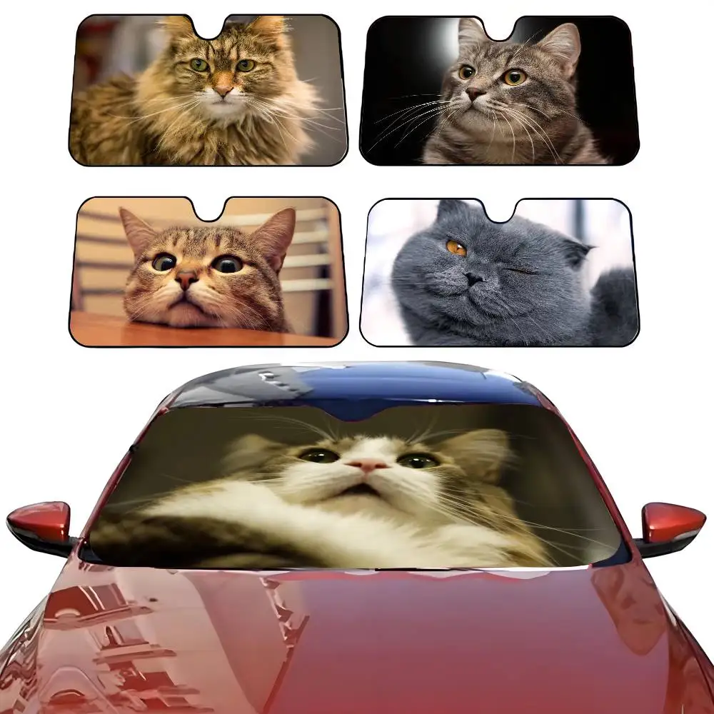 

Симпатичный автомобильный солнцезащитный козырек C-Cat, зонтик от солнца на лобовое стекло автомобиля, защита от ультрафиолета и внутренний охладитель