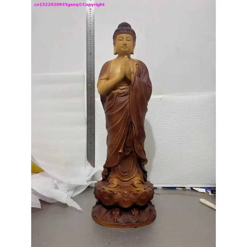Huge 60CM TOP Lucky Effective Mascot Family Auspicious offering decor Wooden carving Buddha Statue HOME offering Buddha figure