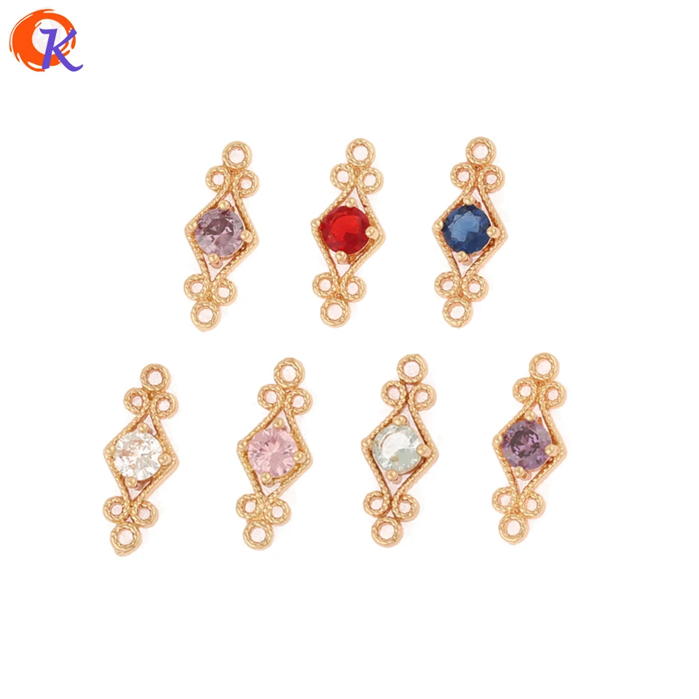 

Cordial Design 100Pcs 6*16MM Jewelry Accessories/Hand Made/Crystal Charms/Rhombus Shape/CZ Connector/Earring Findings/DIY Making
