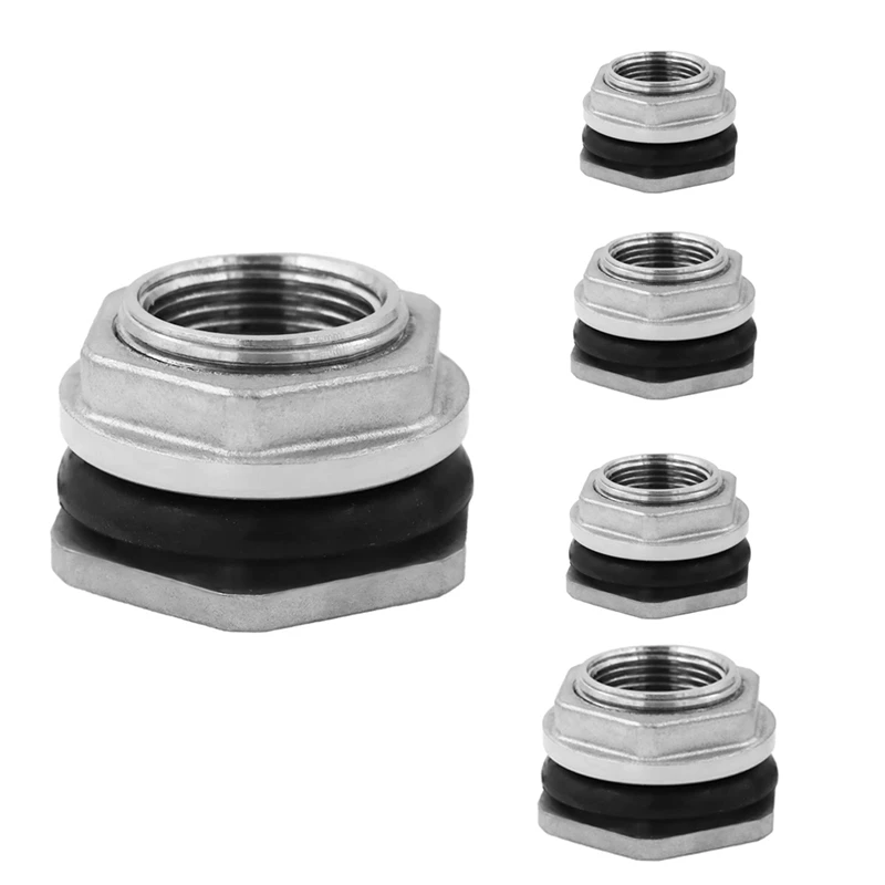 

Water Tank Connector SUS304 Stainless Steel Thru-Bulk Fitting,Water Pipe Connector,For Rain Barrels,Aquariums