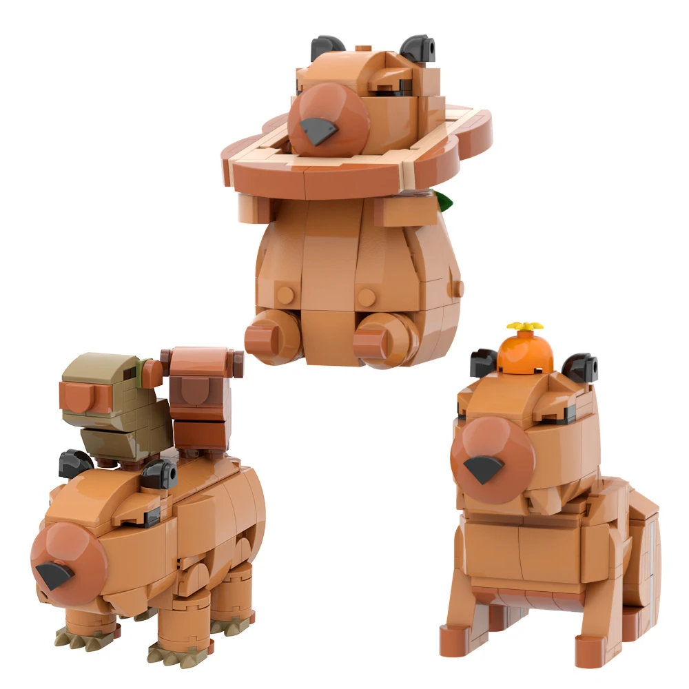 BuildMOC 3in1 Capybara Building Blocks Set Hydrochoerus Hydrochaeris Model Ideas Greater Capybara Animals Toys Kids Gifts