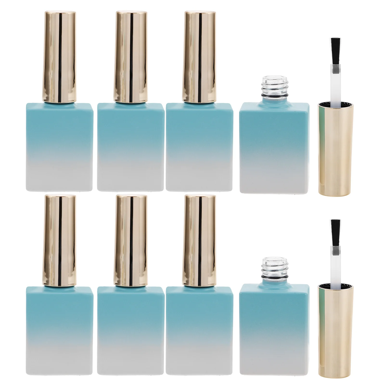

8Pcs Empty Nail Polish Bottles Glass Refillable Gradient Color Brush Applicator Manicure Containers Nail Art Supplies Vials