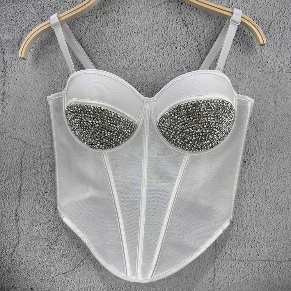 Chi naya-Soutien-gorge sexy pour femmes, bustier avec biscuits, longueur moyenne, corset en gaze confortable, été