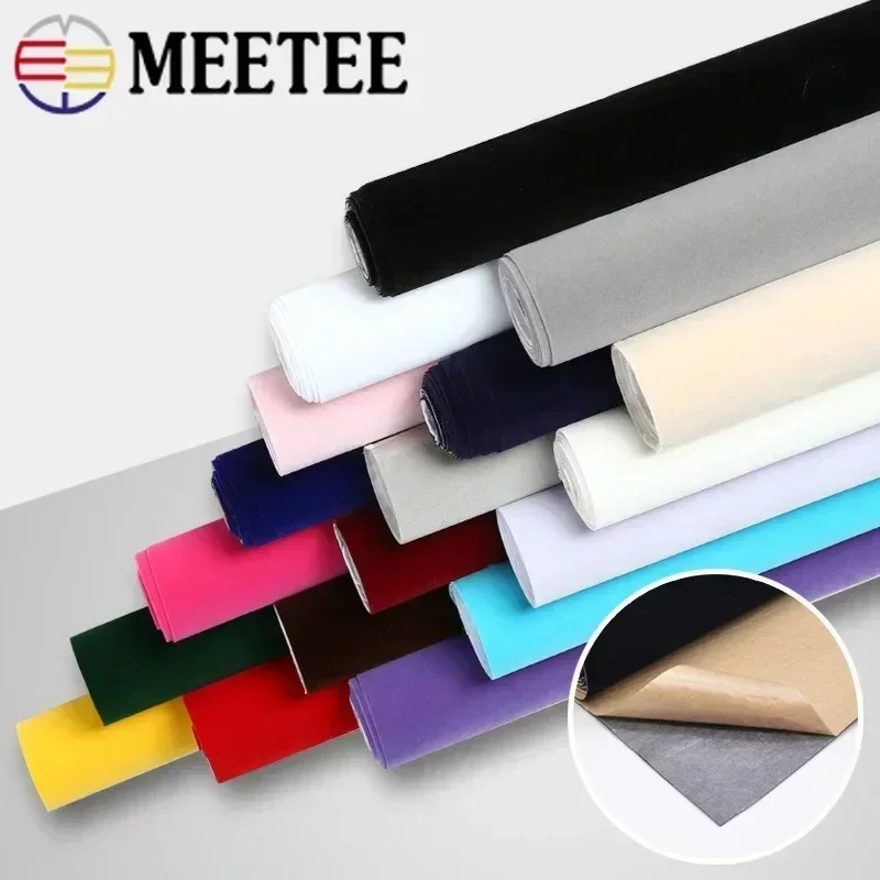 45*150cm 1.2mm Thick Velvet Self-adhesive Fabric Sticky Flock Adhesive Synthetic Leather Cloth for Car Interior Fabrics By Meter