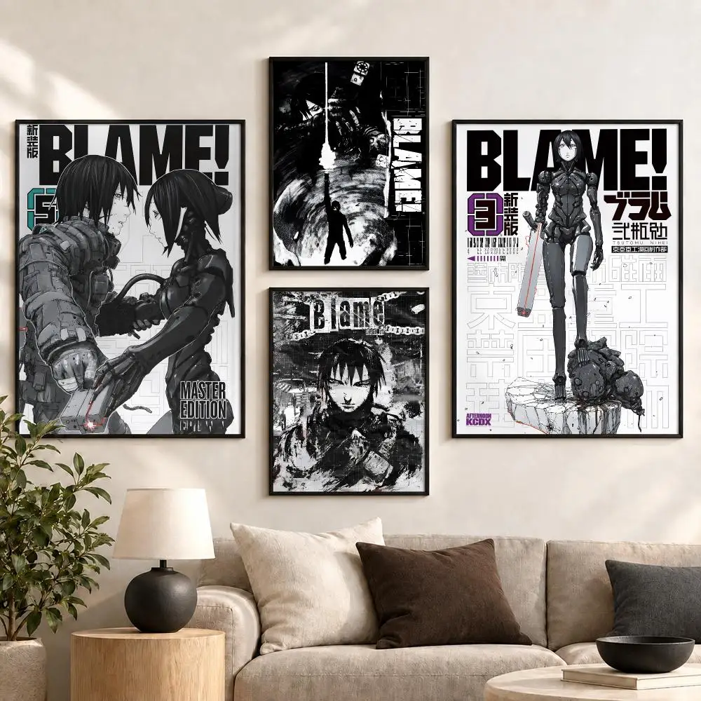 BLAME Cyberpunk Anime Manga Dark Sci Fi Action Series Poster Aesthetic Art Print for Bedroom & Living Room Decor, Unframed