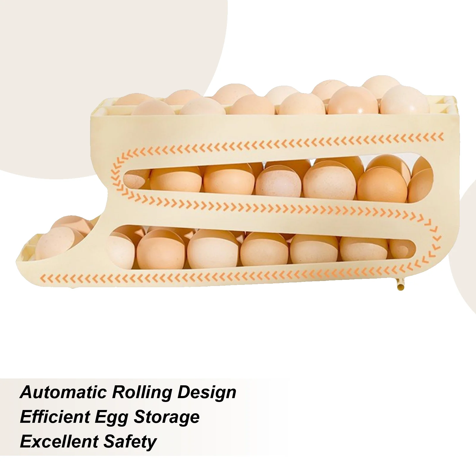 

Egg Container For Refrigerator Automatic Roll Down 3-tier Egg Tray Kitchen Food Dispenser For Counter Fruit Kitchen Camping
