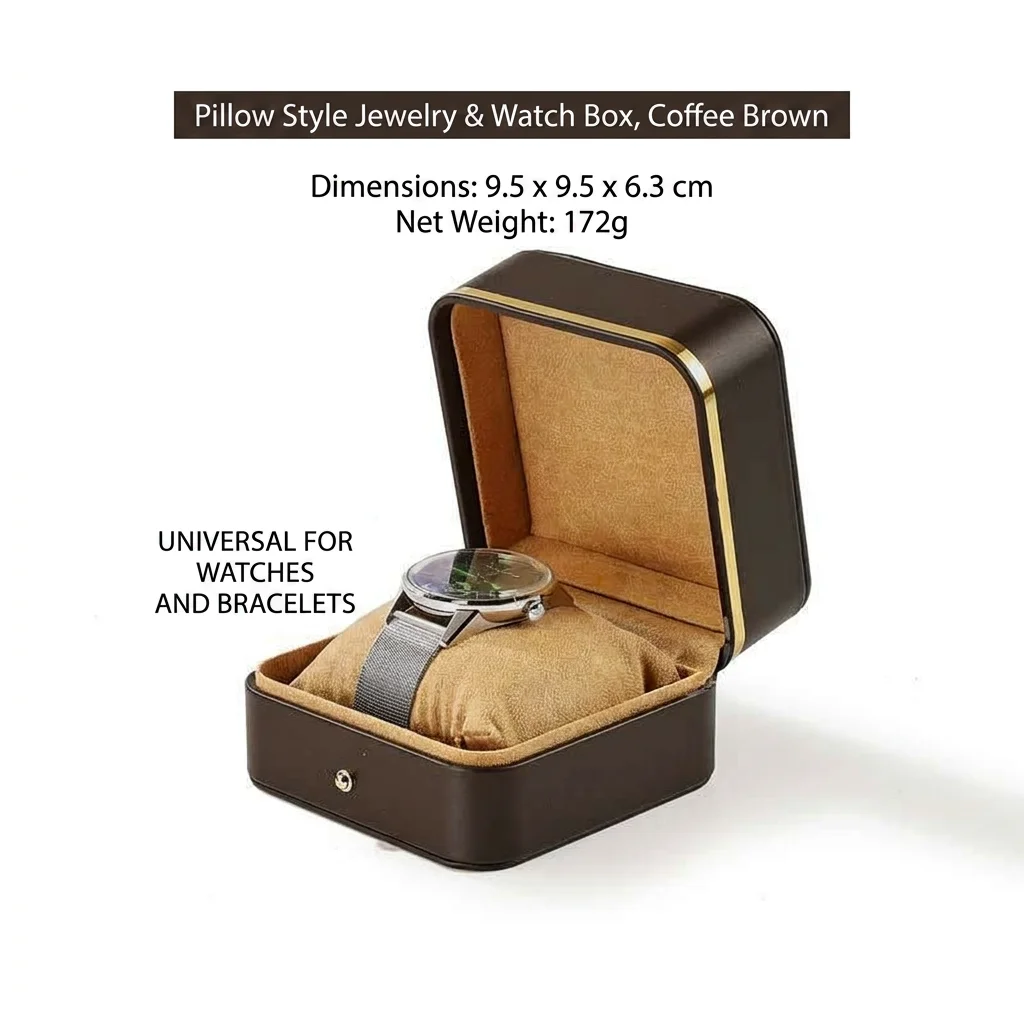 Flip Lid Storage Case Soft Rounded Corner Jewelry Box Gold Trim Jewelry Case Wear-Resistant Pu Leather Watch Box For Jewelry