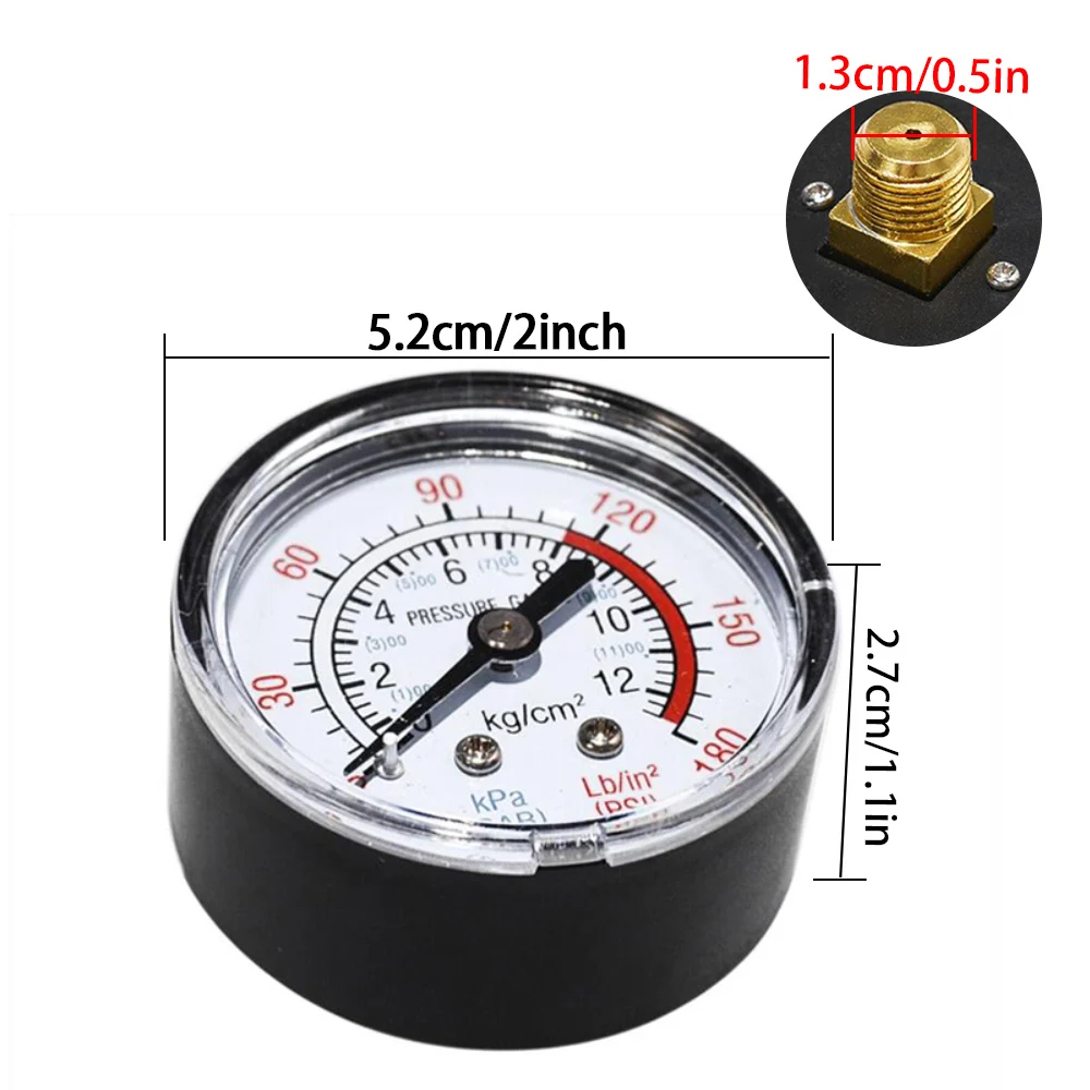 Bar Air Pressure Gauge Thread 1/4 BSP Thread 0-180 PSI 0-12 Manometer Double Scale For Air Compressor Pneumatic Hydraulic Fluid