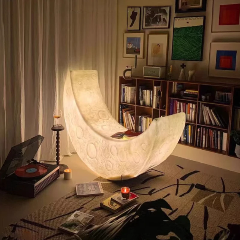 

Modern Creative Atmosphere LED Floor Lamps Moon Shaped Chandeliers Home Room Decoration for Villa Bedroom Pendant Lights Fixture