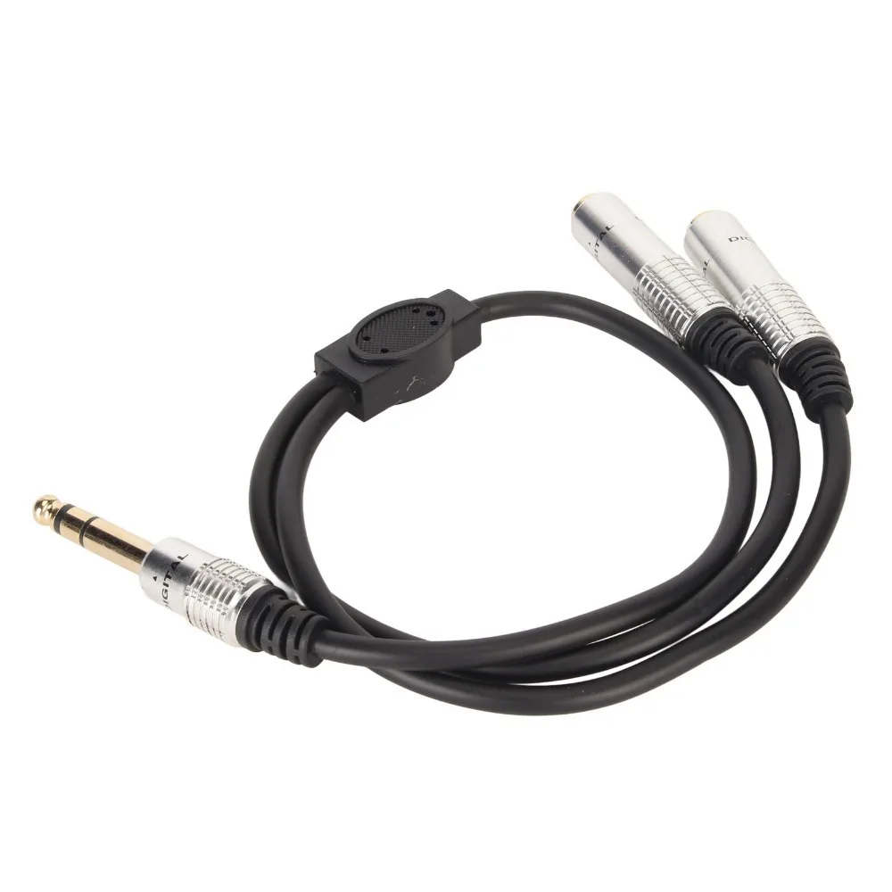 Aluminum Alloy 1/4 Inch Stereo Splitter Y Cable Plug and Play 19.7in 6.35mm Male to Dual 6.35mm Female Audio Splitter