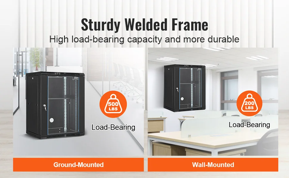 SucceBuy 15U Wall Mount Server Cabinet 500lbs Max Ground-mounted Load Capacity Network Rack Enclosure for IT A/V Devices