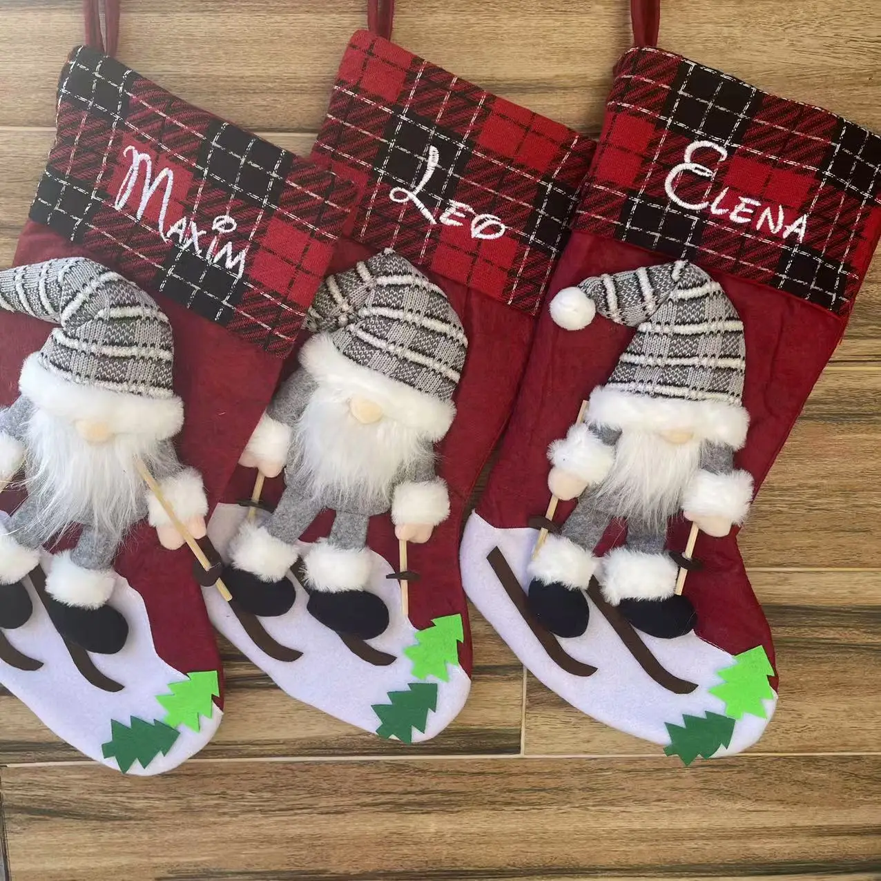 

Christmas Stocking Personalized Custom Holiday Family Stockings Embroidered Name New Year Gifts Home Decoration Socks