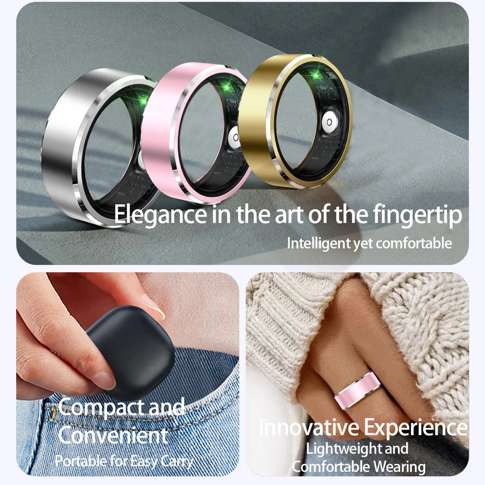 Nuovi anelli intelligenti Bracciale Anello digitale per dito Monitoraggio della frequenza cardiaca Impermeabile Ossigeno nel sangue Sonno Telecomando Sport Uomo Donna