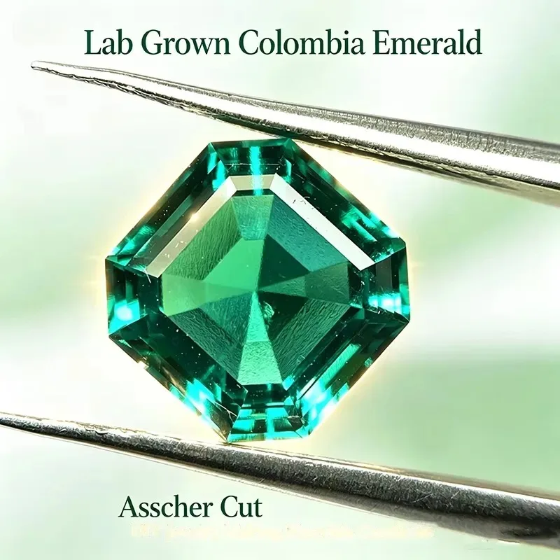 Lab Grown Colombia Emerald Asscher Cut Gems for DIY Jewelry Making Inlay Rings Pendant Earrings Materials Selectable Certificate