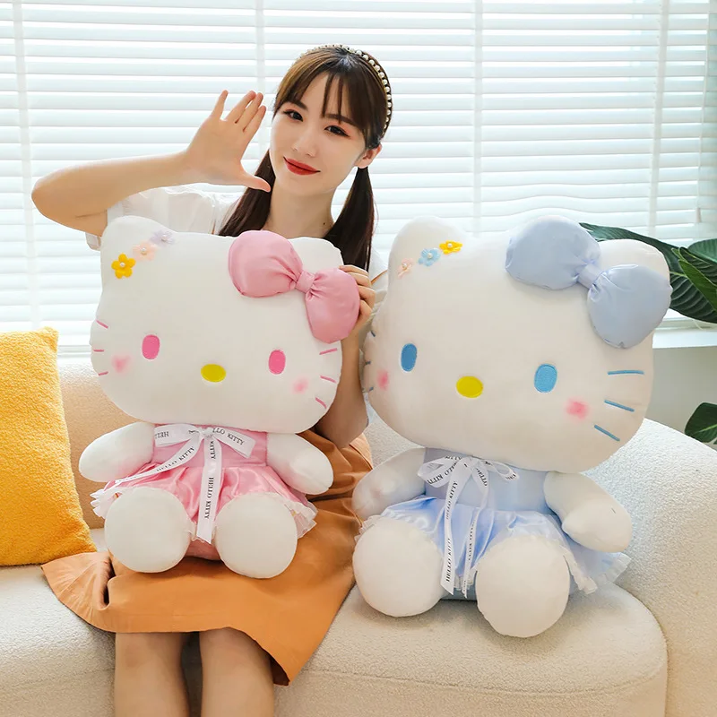 

55CM Anime Hello Kitty Cartoon Plush Doll PP Cotton Stuffed Doll Kawaii Sofa Ornament Cute Car Decoration Holiday Gift