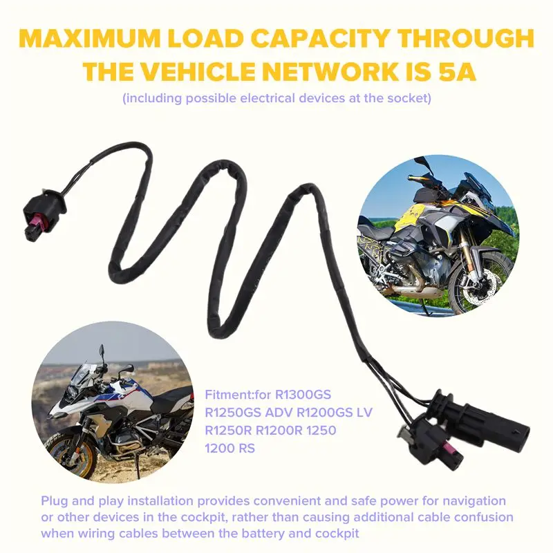 ABSL-For BMW R1300GS R1250GS ADV R1200GS LV R1250R R1200R 1250 1200 RS For Auxiliary Socket Motorcycle Quick Connect Harness
