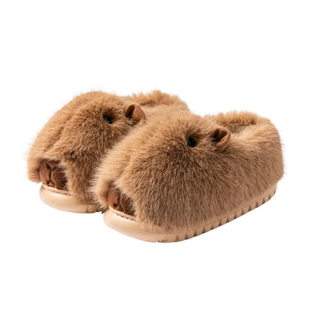 Fashion Comfortable Capybara Plush Slippers Anti Slip Winter Closed Toe Slippers Cartoon Kawaii Warm Capybara Slippers Girls