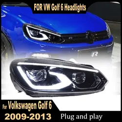 2Pcs Car Lights for Volkswagen Golf6 MK6 Headlight 2009-2013 R20 GTI Head Lamp Drl Projector Lens Auto Accessories Plug and play