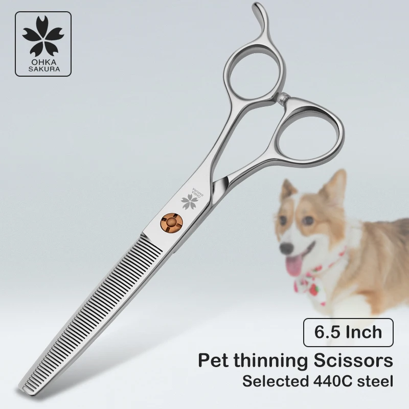 

Pet grooming thinning scissors selected 440C steel dog hair trimming scissors 40% hair removal scissors special for pets