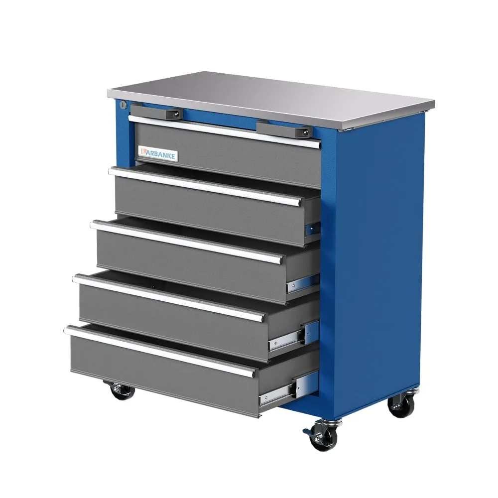 

Скринька для инструментов с 5 ящиками, шкаф для инструментов на колесах с системой блокировки ключа и вкладышами для ящиков, сундук для инструментов со звеном, по индивидуальному заказу