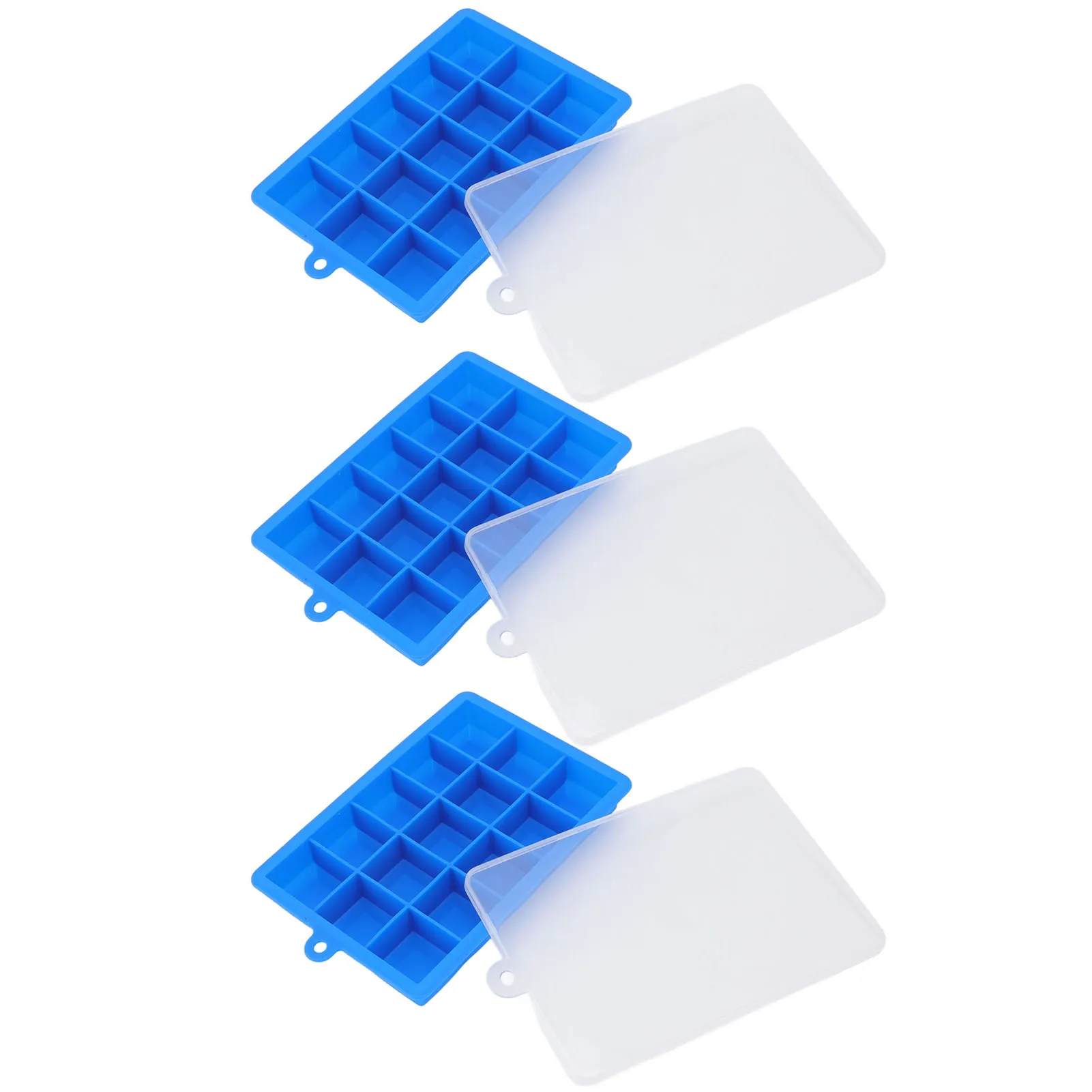

3 шт., силиконовая форма для кубиков льда, штабелируемая, можно мыть в посудомоечной машине, 15 сеток, лоток для льда со съемной крышкой для домашнего бара, синий