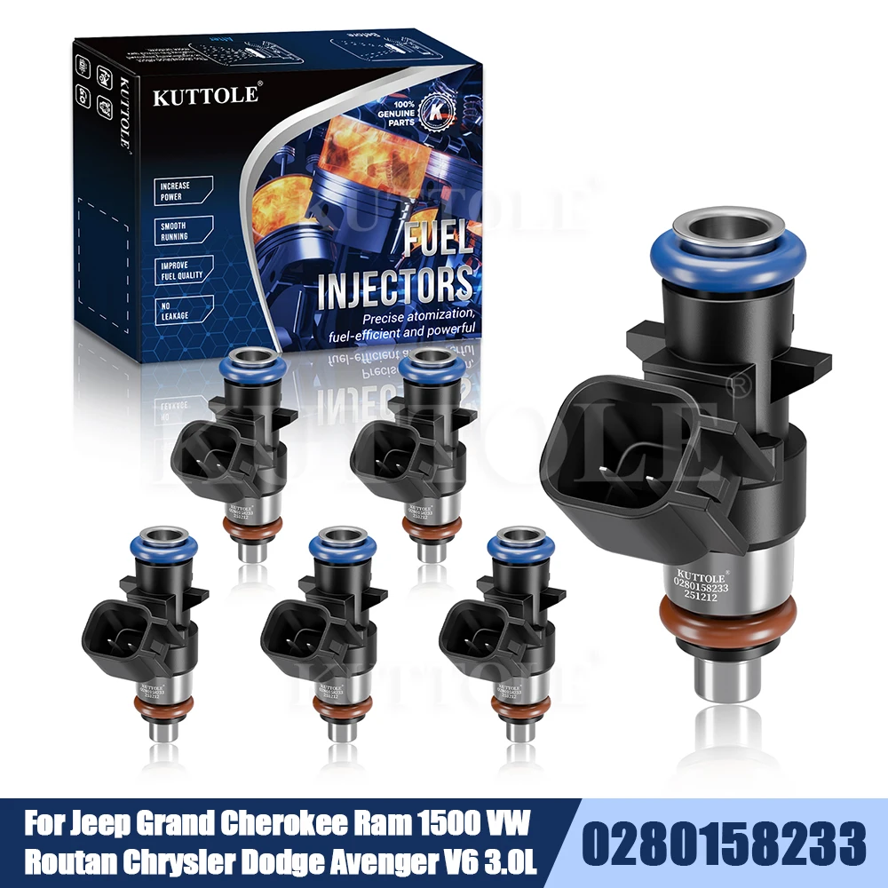 Inyectores de Combustible 0280158233 para Jeep Grand Cherokee, Wrangler, Ram 1500, ProMaster, Volkswagen Routan, Chrysler, Dodge Avenger V6 3.0L