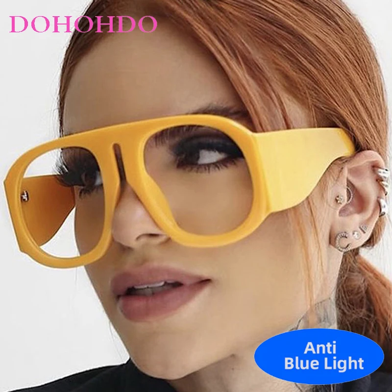 

Fashion Steampunk Pilot Oversized Frame Use Computer Anti-Blue Light Glasses For Women Men Luxury Brand Reading Optical Eyewear