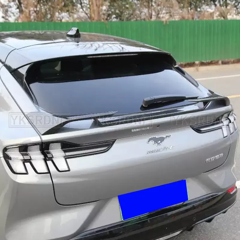 For Ford Mustang Mach-E 2021-Up Car Spoiler ABS Material Carbon Fiber Look Car Styling Car Accessories Rear Trunk Spoiler