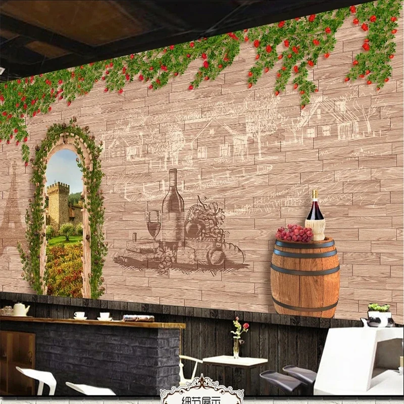 

Custom Any Size Mural Wallpaper Vineyard Retro Tooling wallpaper Dinning Room Background Wall Cloth Photo Wall Papers For Walls