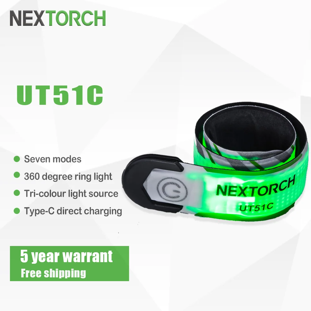 

NEXTORCH UT51C Rechargeable multi-color sports bracelet light LED illuminated bracelet Night outdoor sports Traffic instructions