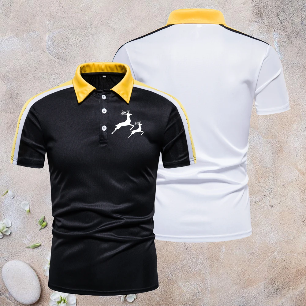 Summer Casual Polo Shirt Men Business Short Sleeve Tops Tees Fashion Lapel Slim Fit Solid Color for Basic T-shirt