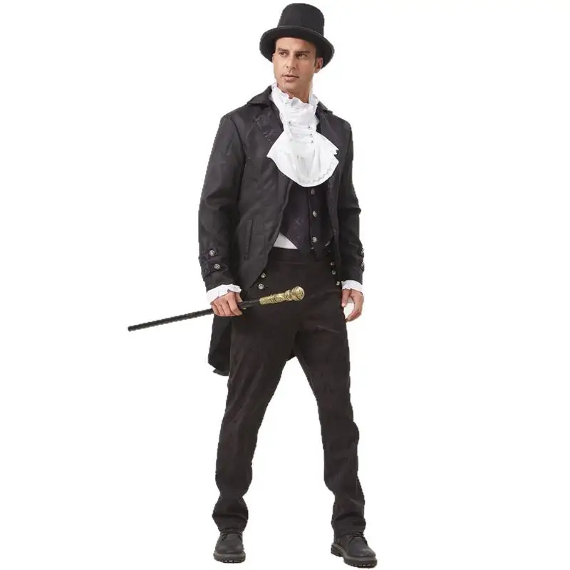 Loween Costume gothique Tailcoat Vintage Patchwork Costume ensemble Cosplay Tailcoat femmes ethnique Costume scène Costume