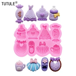 DIY princess Skirt candy milk bottle silicone mold shoes tea cup crown arrings Epoxy clay mould Chocolate cake Decor molds