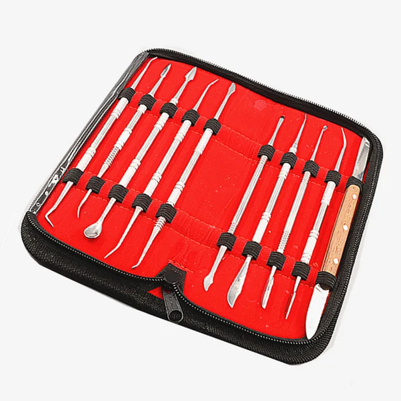 10 pieces/set of stainless steel multifunctional dental wax carving tools, dental spatulas, gypsum knives, multifunctional denta