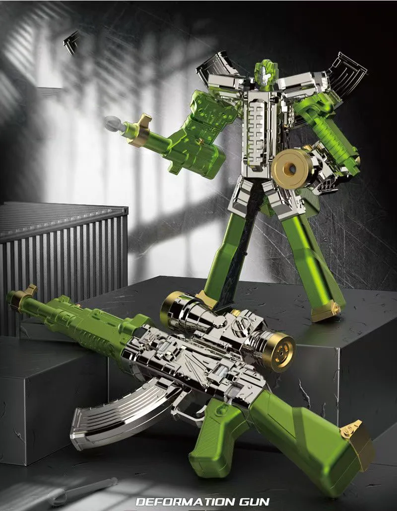 Новый высококачественный имитирующий робот-трансформер АК, 2 типа звуковых и световых эффектов, стрельба пуль, изысканное качество изготовления.