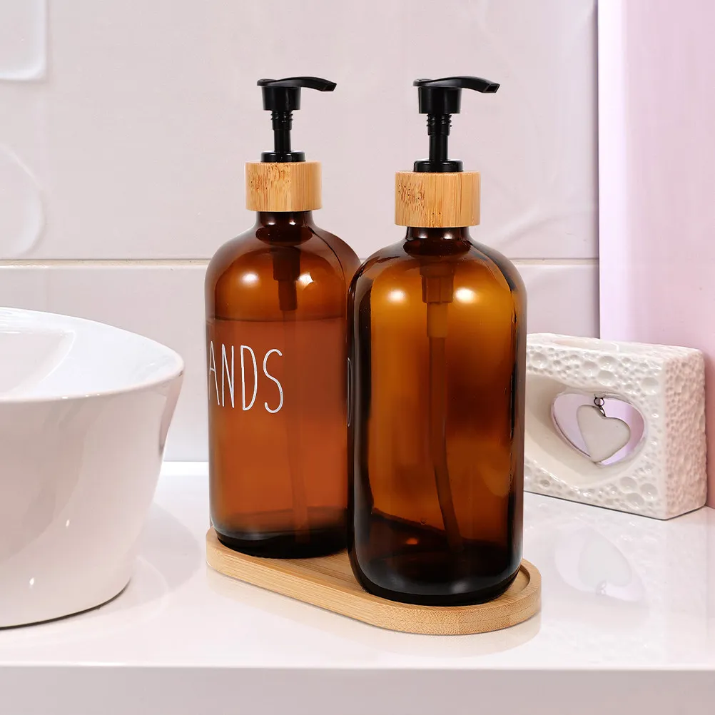 500Ml Refillable Glass Soap Dispenser for Kitchen Sink Bathroom Hand Soap Liquid Shampoo Shower Gel Dispenser Pump Bottle