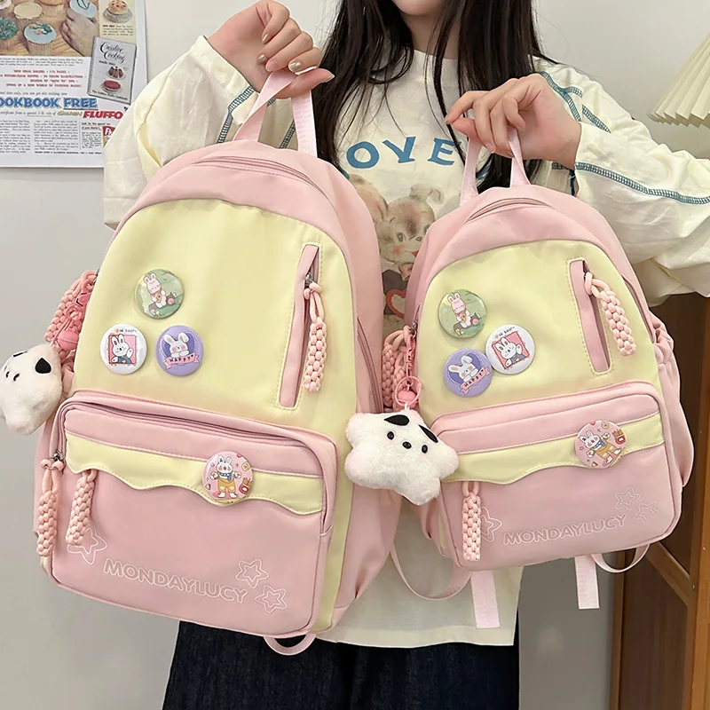 

Vibrant Color Japanese Ins Style Large Capacity Nylon Backpack Teen Student School & Travel Dual Use Cute Aesthetic Trendy 2025