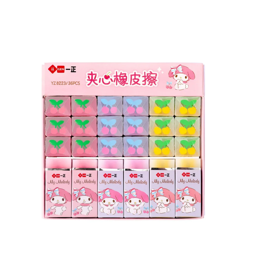 Iigen Stationery Erasers Anime Sanrio Family Hello Kitty Kuromi My Melody Sandwich Eraser Creative Children Learning Eraser Gift