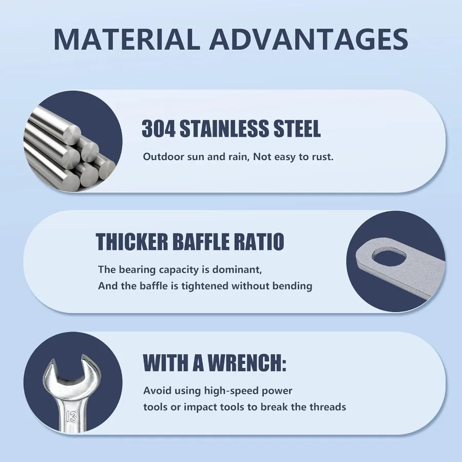 4 Set M8 Square UBoltsuBolts 2 ih Wide 304 Bulloni quadrati in acciaio inossidabile con dadi Bullone Piastra e rondella 4 M8 x 50 mm x 100 mm