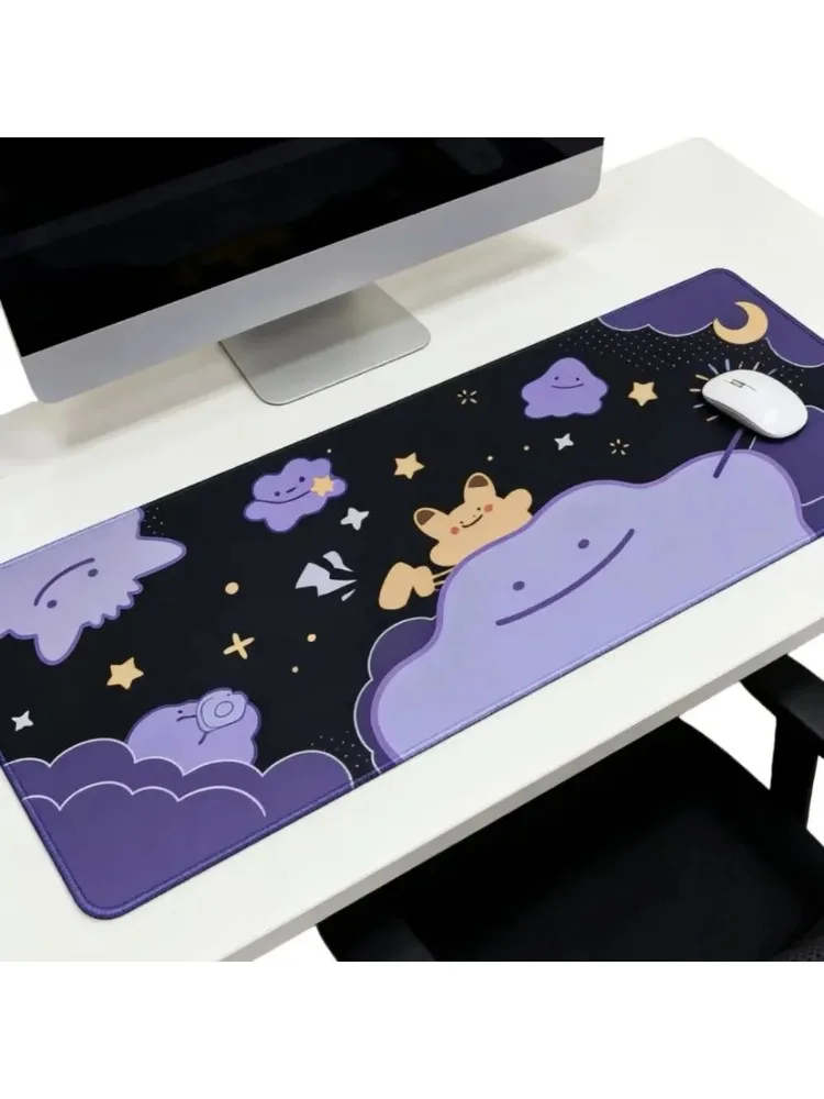 Lila Sternennacht-Mauspad, Niedliche Wolken, Abstrakte Kunst, XL-Mauspad, Rutschfeste Gummiunterlage, E-Sport-Gaming-Tastatur-Desktop-Dekor-Matte, 1 Stück