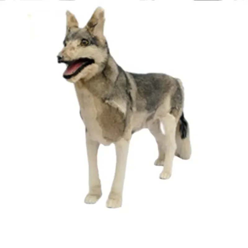 for Wolf Figurine Realistic Plastic Furry Animal Statue Life Size Cute Soft Home Decor Custom Made Gift for Kids Room Display