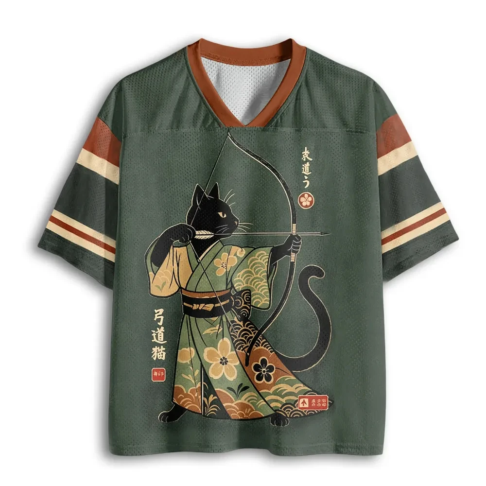 2026 Summer Fashion New Style: Traditional Japanese Bow To Arrow 3D Printed Quick Drying T-shirt Casual Loose V-neck T-shirt