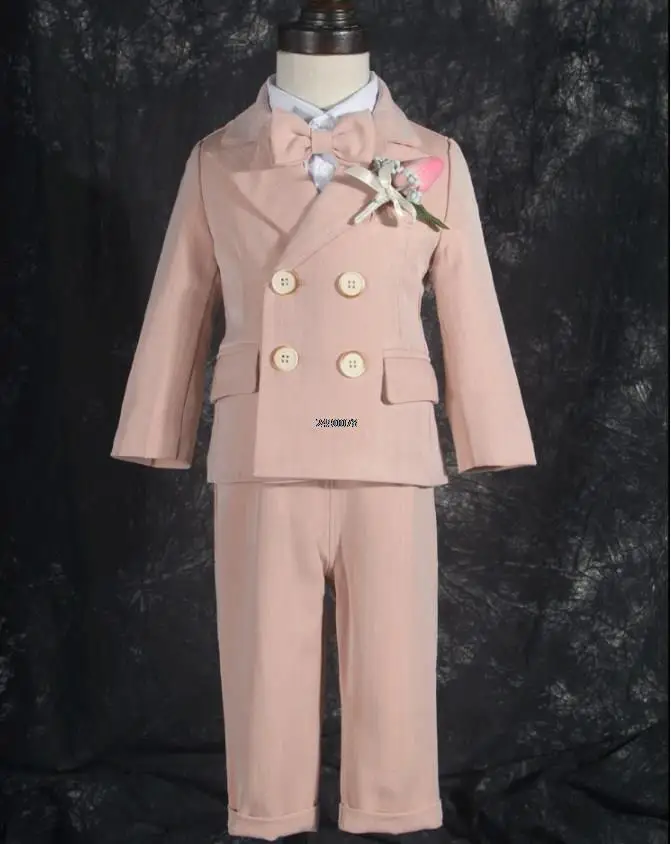 

Flower Boys Formal Pink Wedding Suit Newborn Baby Kids1 Year Birthday Suit Children Photograph Dress Performance Show Costume