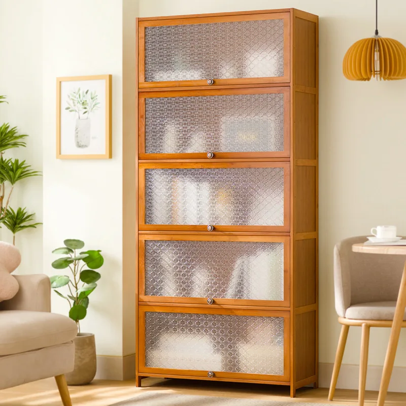 Bookcase with door Solid wood floor-to-ceiling household under stairs Locker Children's room Modern