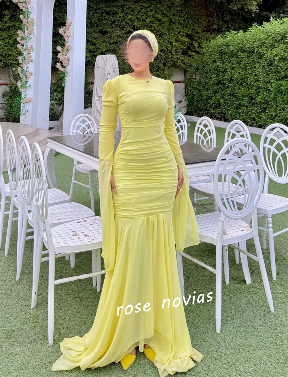 Customized Chiffon Pleat O-Neck Trumpet Long Dresses For Wedding Guest Elegant Bespoke Occasion Simple High Quality