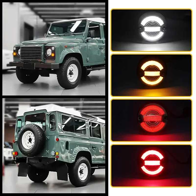 10Pcs/Set Car Turn Signal Tail Light Fit For Land Rover 90/110 1983-1990/ Defender 1990-2016 Smoked Shell Front Rear Signal Lamp