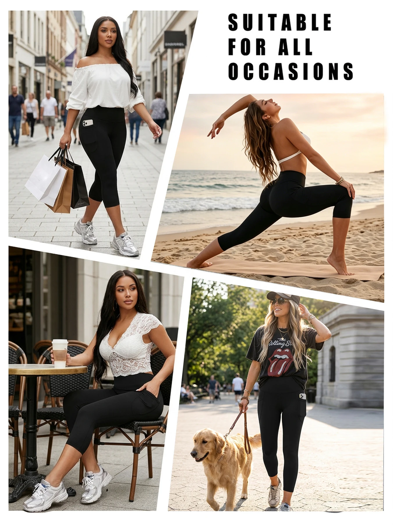 High Waisted Capri Pants for Women with Pockets Super Soft Tummy Control Workout Running Yoga Athletic Leggings
