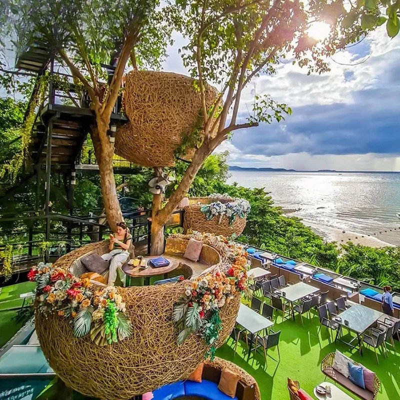 Outdoor hotel scenic spot, waterproof and sunscreen rattan woven booth
